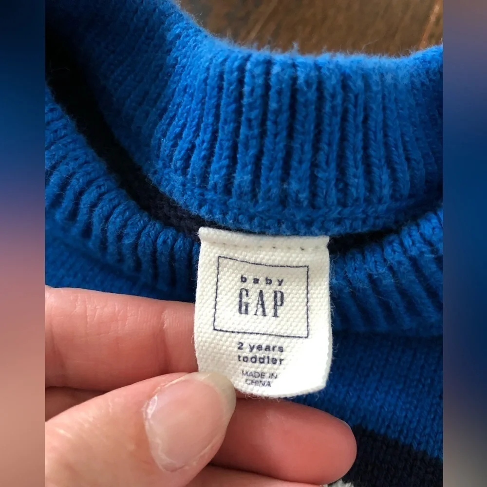 baby Gap Toddler Boys 2/2T Halloween Blue/Navy Blue/Green Striped w/Monster Eyes